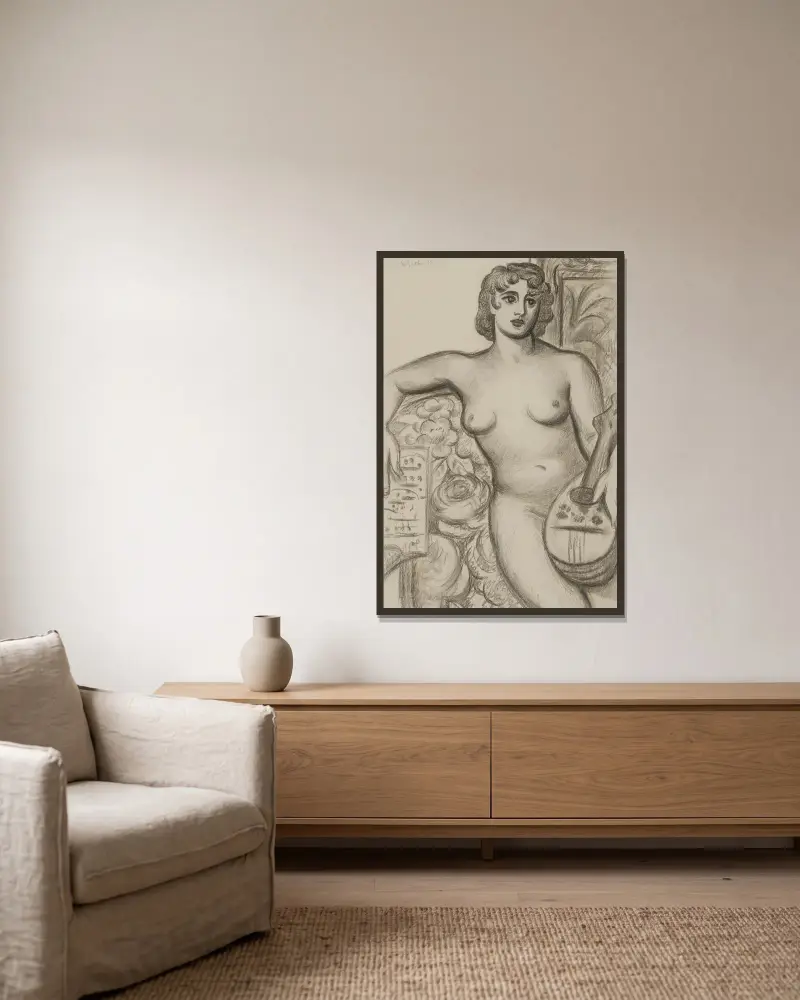 Sitzender Akt von Mark Gertler gerahmt an einer Wand