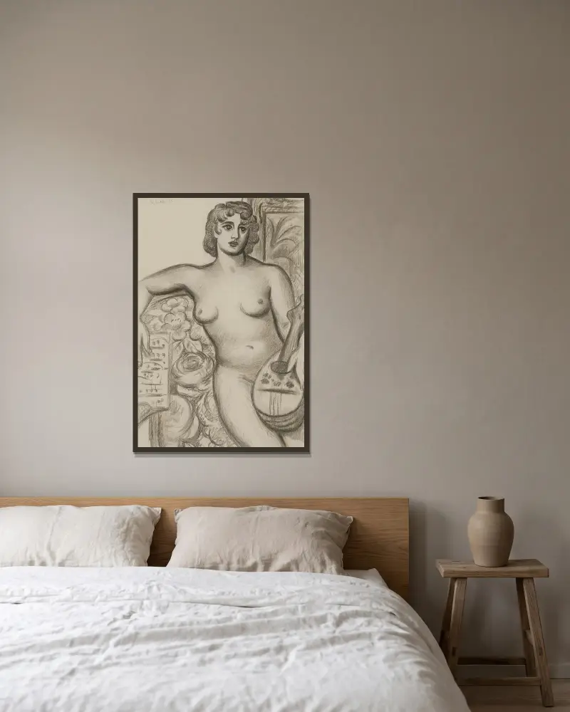 Sitzender Akt von Mark Gertler gerahmt an einer Wand