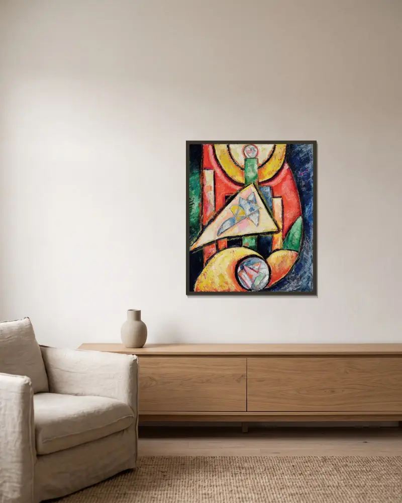 Abstraction av Marsden Hartley inramad på en vägg