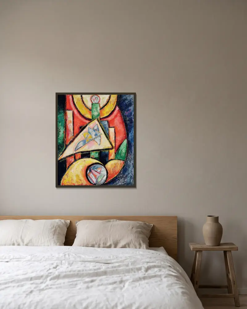 Abstraction av Marsden Hartley inramad på en vägg