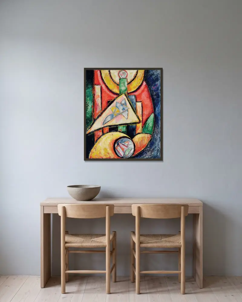 Abstraction av Marsden Hartley inramad på en vägg