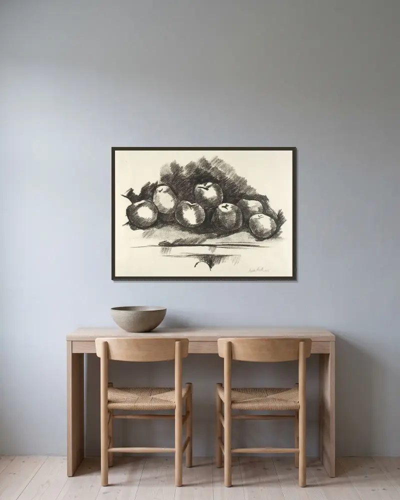 Äpfel auf dem Tisch von Marsden Hartley gerahmt an einer Wand