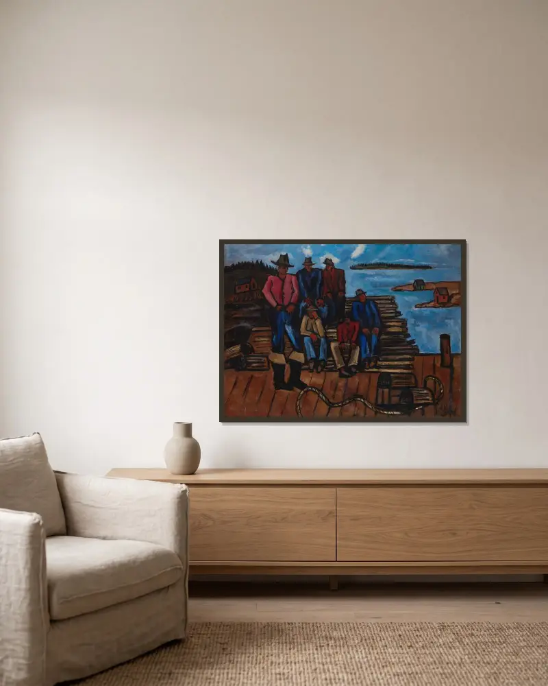 Hummerfischer von Marsden Hartley gerahmt an einer Wand