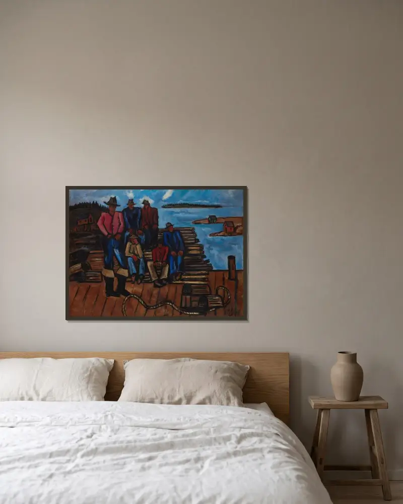 Hummerfischer von Marsden Hartley gerahmt an einer Wand