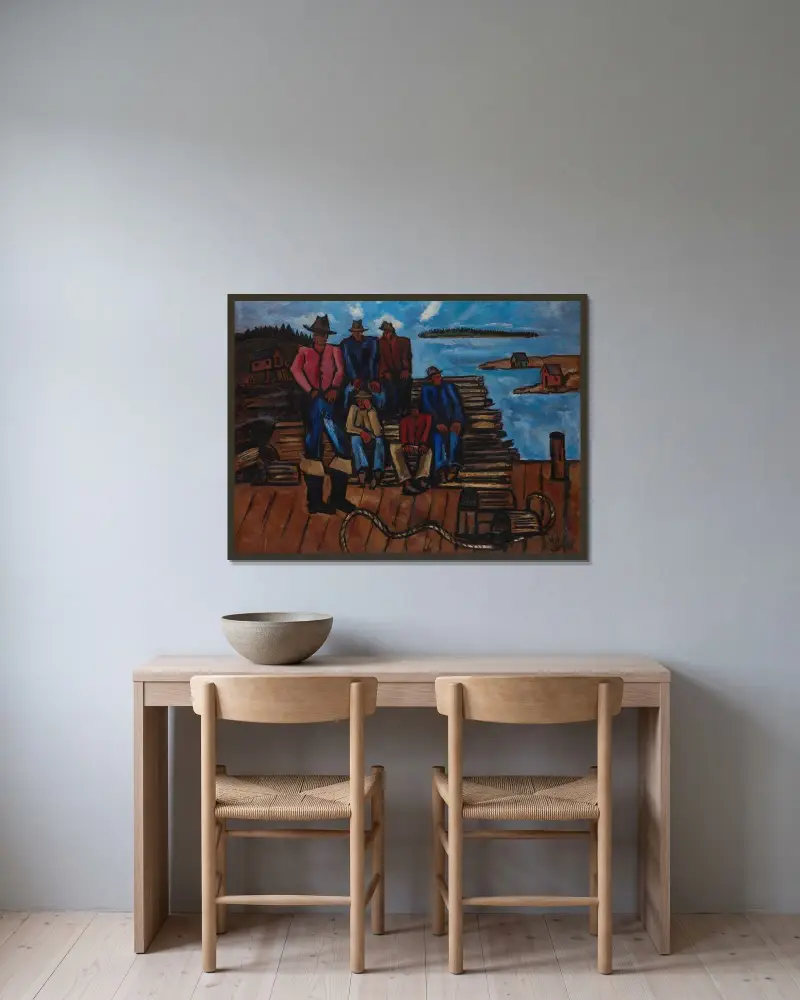 Hummerfischer von Marsden Hartley gerahmt an einer Wand