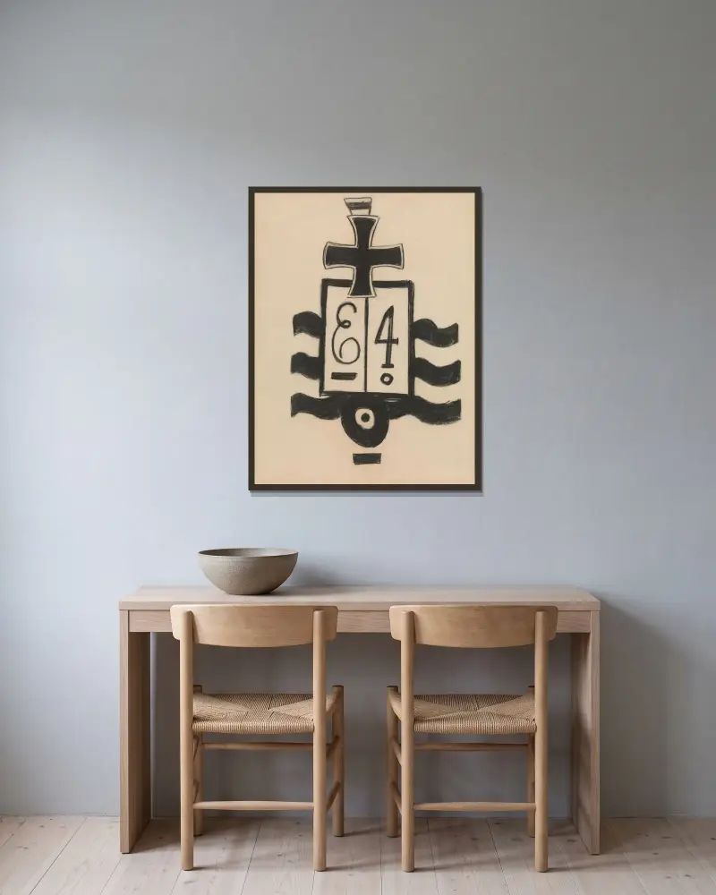 Militärische Symbole 3 von Marsden Hartley gerahmt an einer Wand
