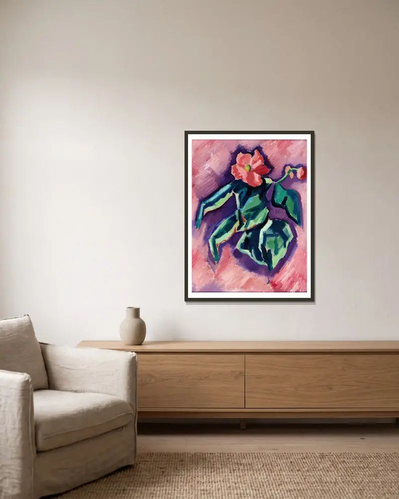 Rosa Begonien von Marsden Hartley gerahmt an einer Wand