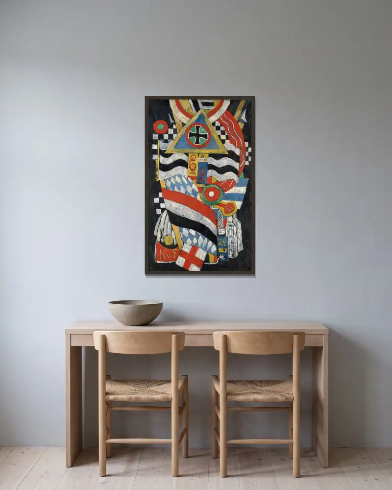 Portrét německého důstojníka, Marsden Hartley v rámu na stěně