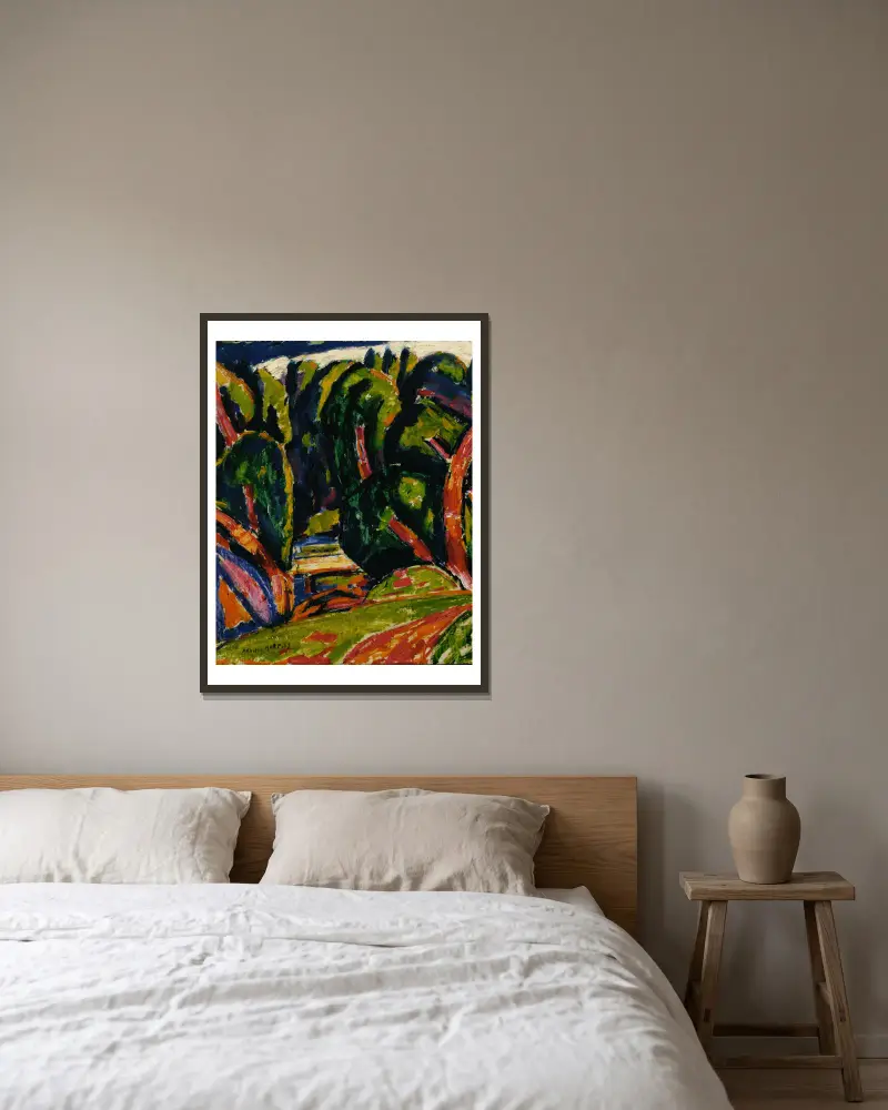 Rudý strom, Marsden Hartley v rámu na stěně