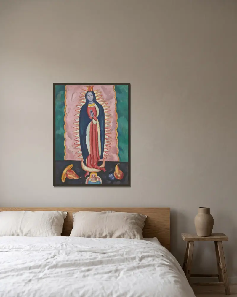 Die Jungfrau von Guadalupe von Marsden Hartley gerahmt an einer Wand