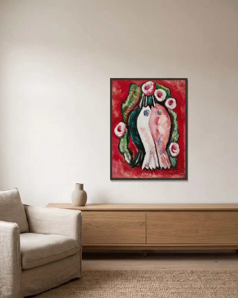 Tropic Fantasy av Marsden Hartley inramad på en vägg