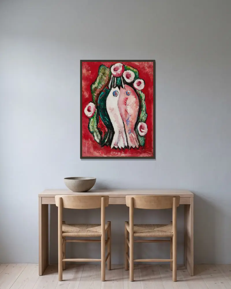 Tropic Fantasy av Marsden Hartley inramad på en vägg