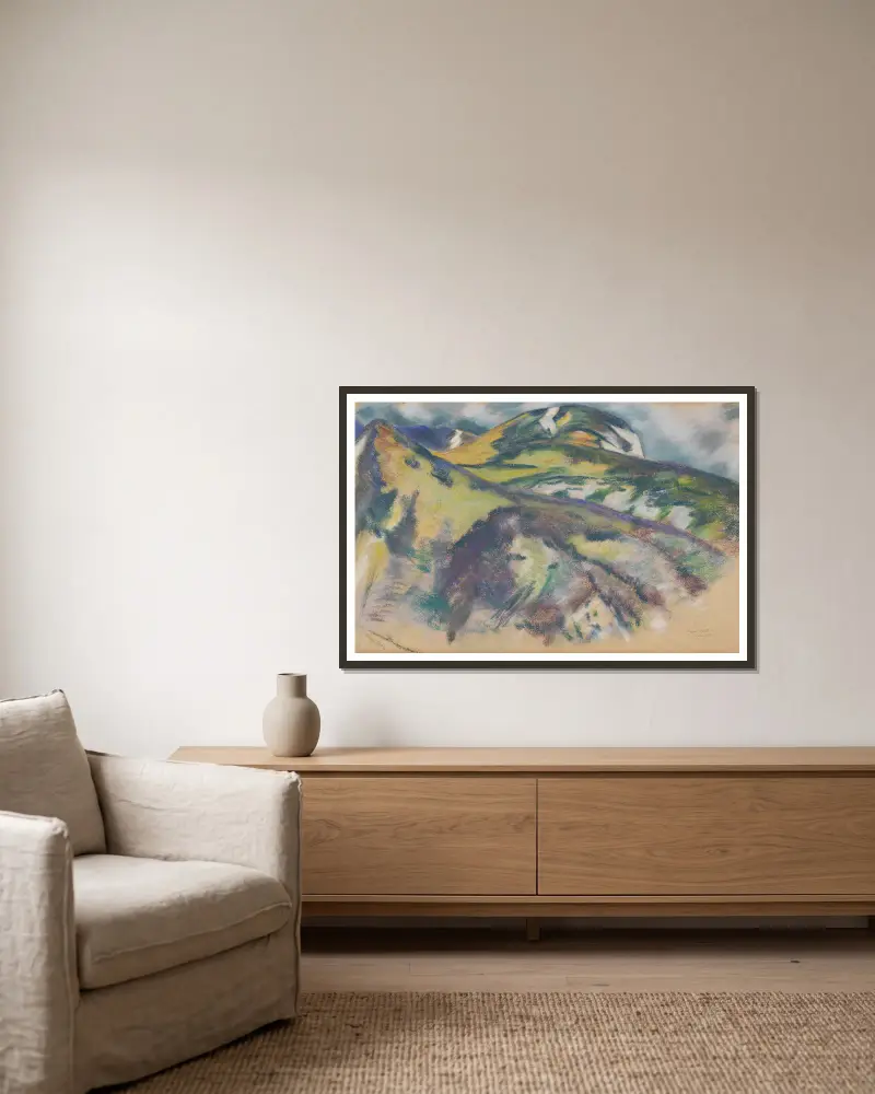 Valdez Hills av Marsden Hartley inramad på en vägg