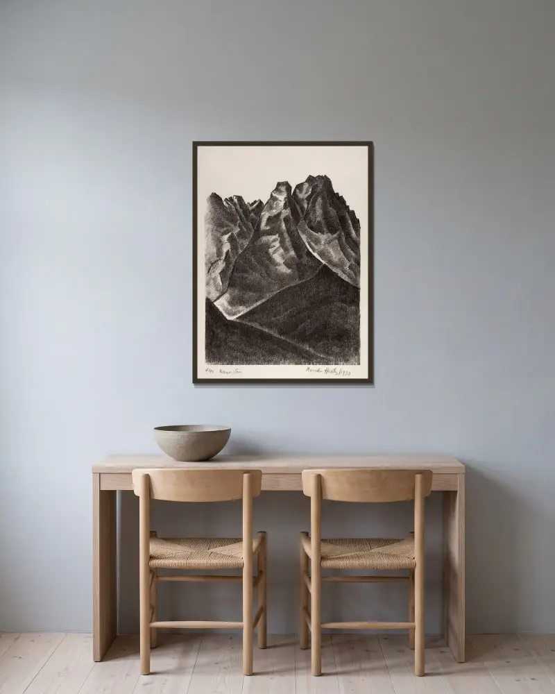Waxenstein, 1933 – Nr. 3 von Marsden Hartley gerahmt an einer Wand