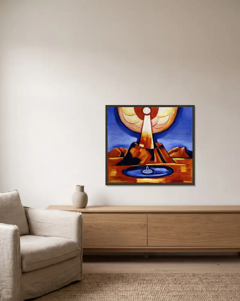 Yliaster (Paracelsus) av Marsden Hartley inramad på en vägg
