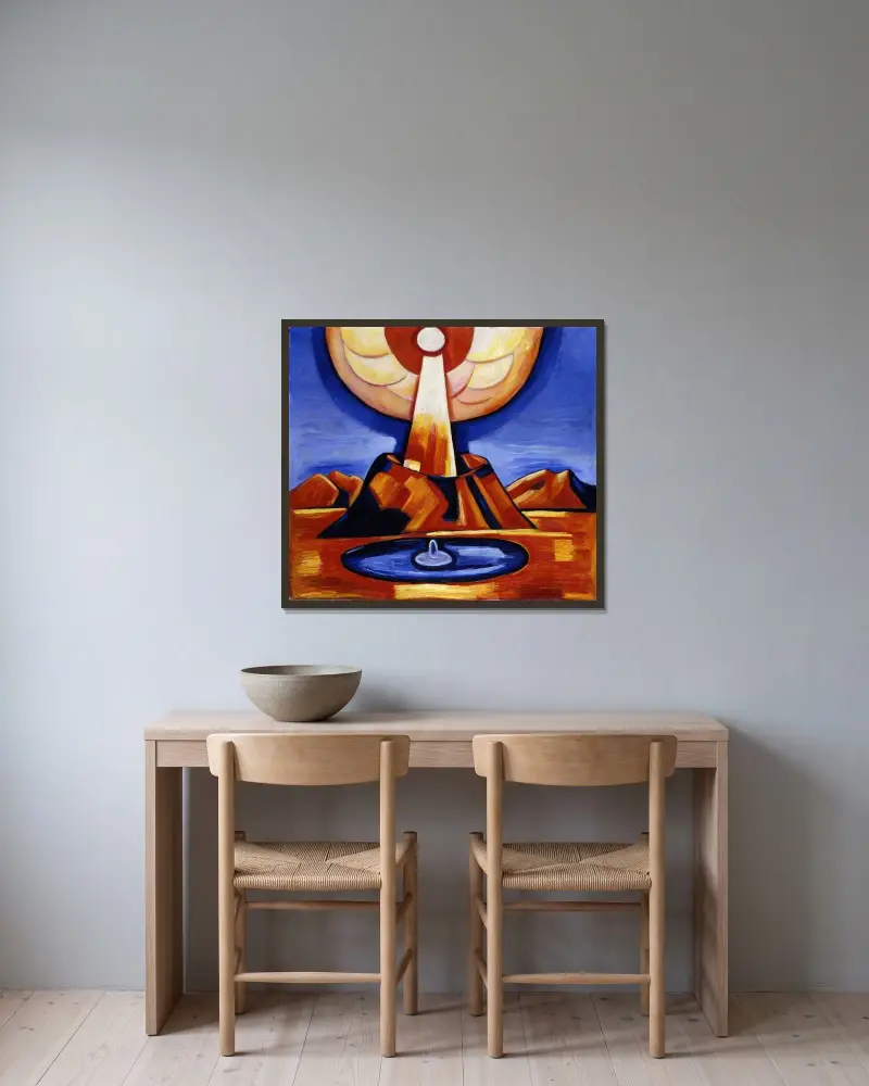 Yliaster (Paracelsus) av Marsden Hartley inramad på en vägg