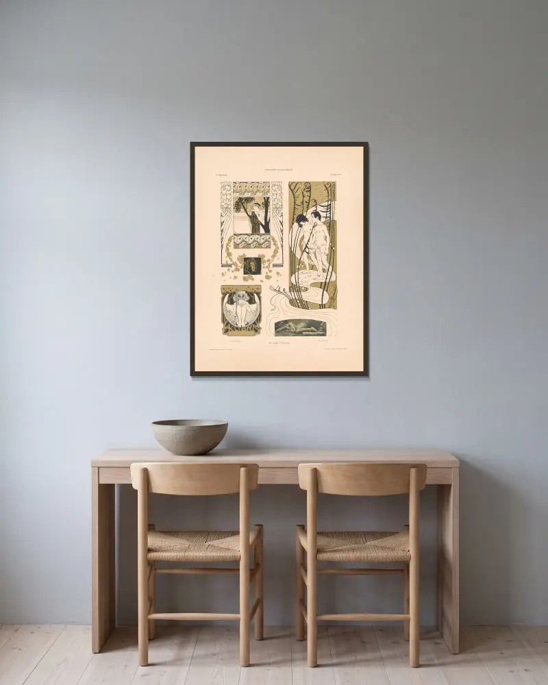Allegorien, neue Folge, Tafel 90 von Martin Gerlach gerahmt an einer Wand