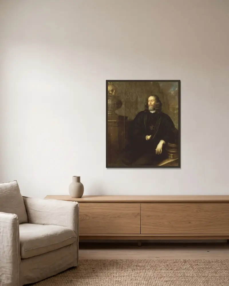 Portrait of baron Knut Jönsson Kurck av Martin Mytens inramad på en vägg