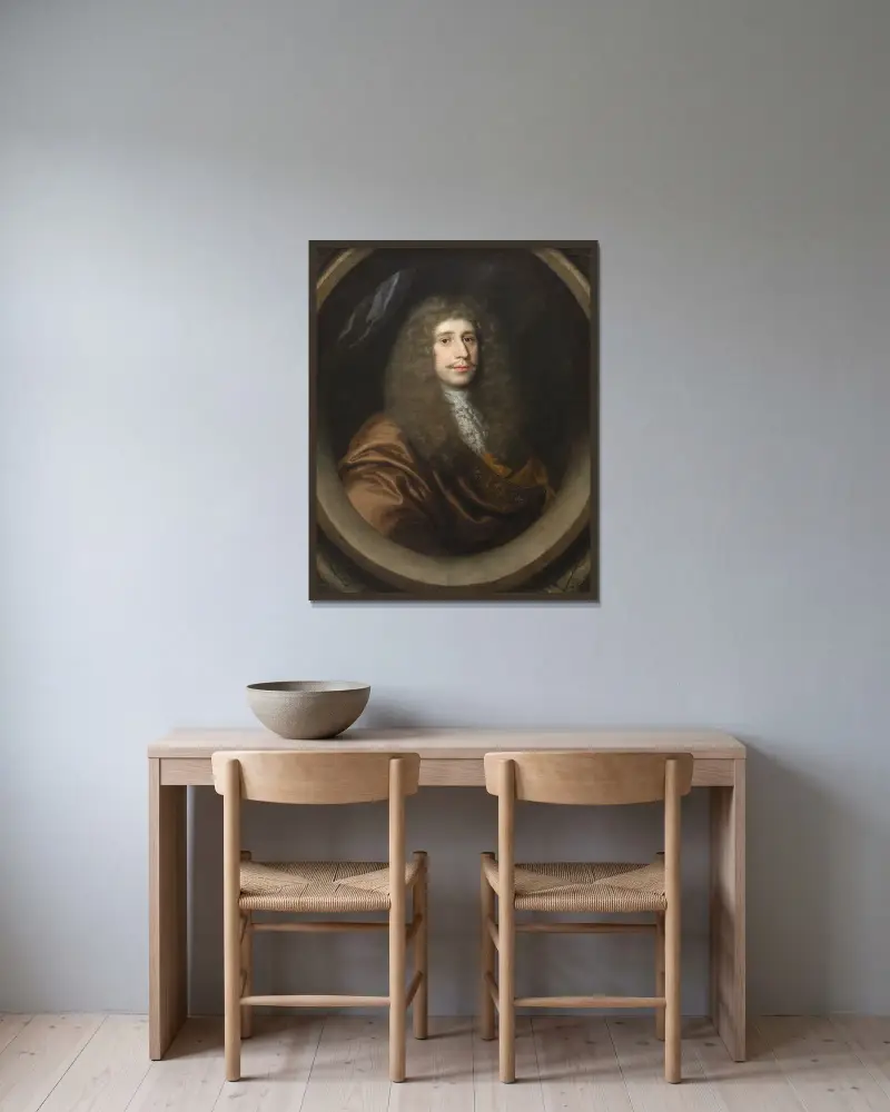 The Merchant Pieter von Breda av Martin Mytens inramad på en vägg