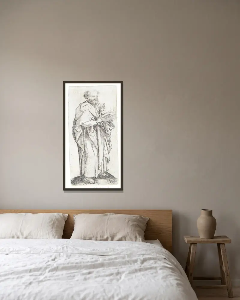 Apostel Petrus von Martin Schongauer gerahmt an einer Wand