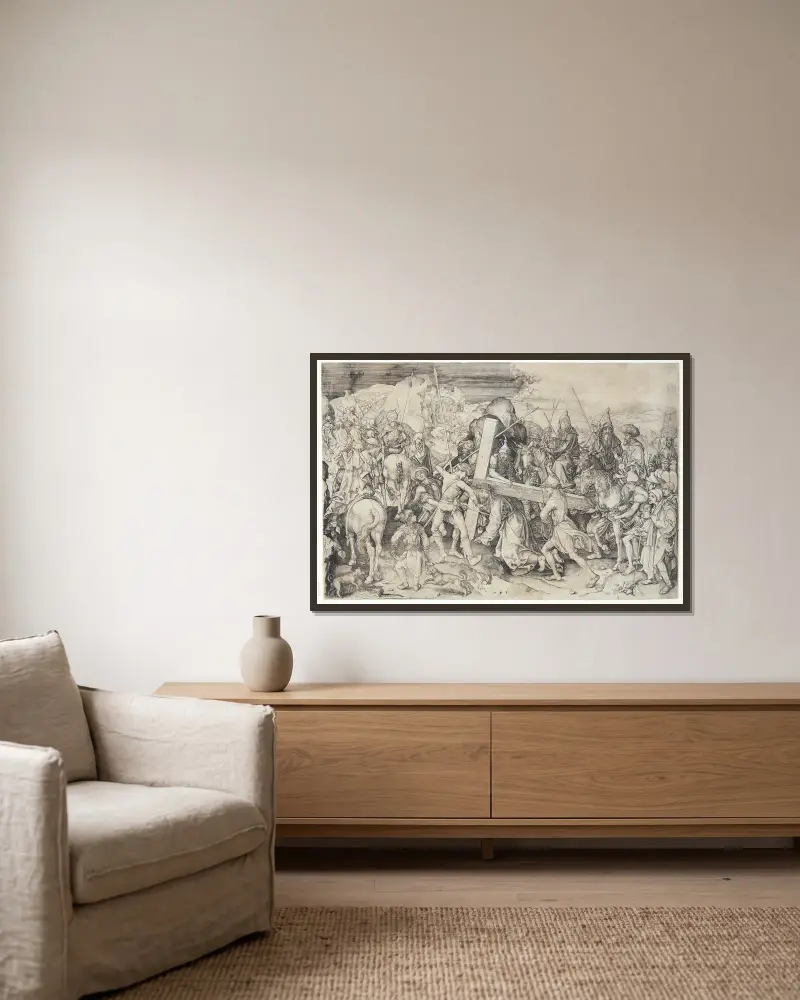 Den store korsvandring av Martin Schongauer inramad på en vägg