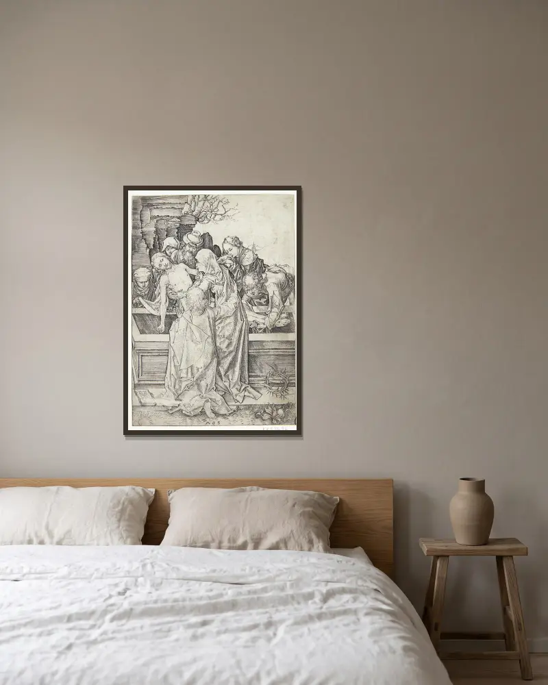 Die Grablegung von Martin Schongauer gerahmt an einer Wand