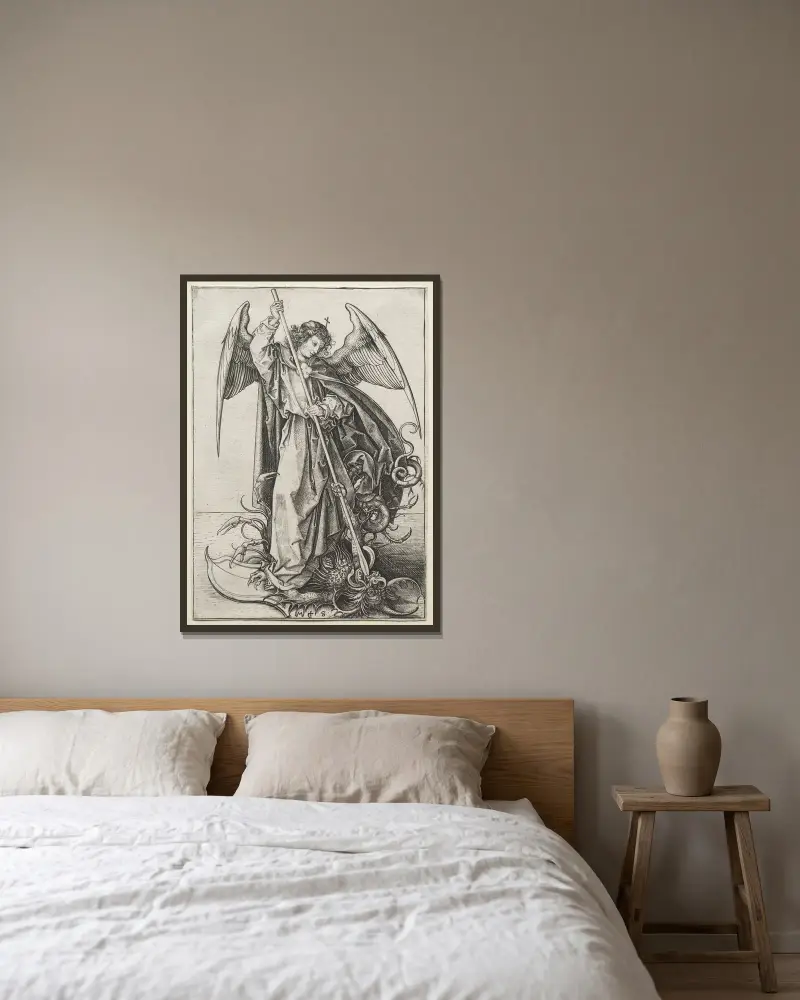 Archanděl Michael probodávající draka, Martin Schongauer v rámu na stěně