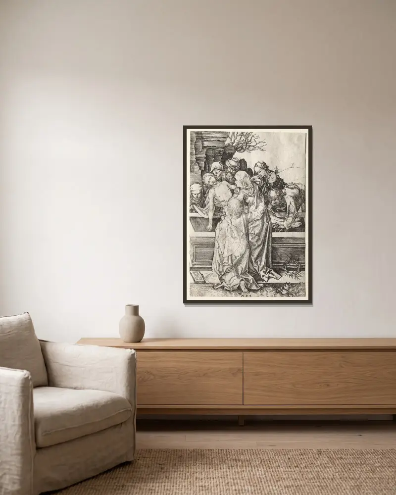 Grablegung Christi von Martin Schongauer gerahmt an einer Wand