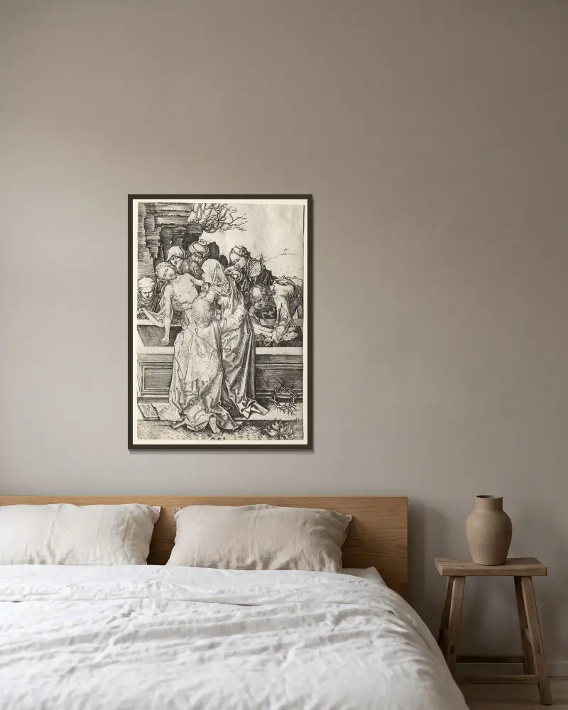 Grablegung Christi von Martin Schongauer gerahmt an einer Wand