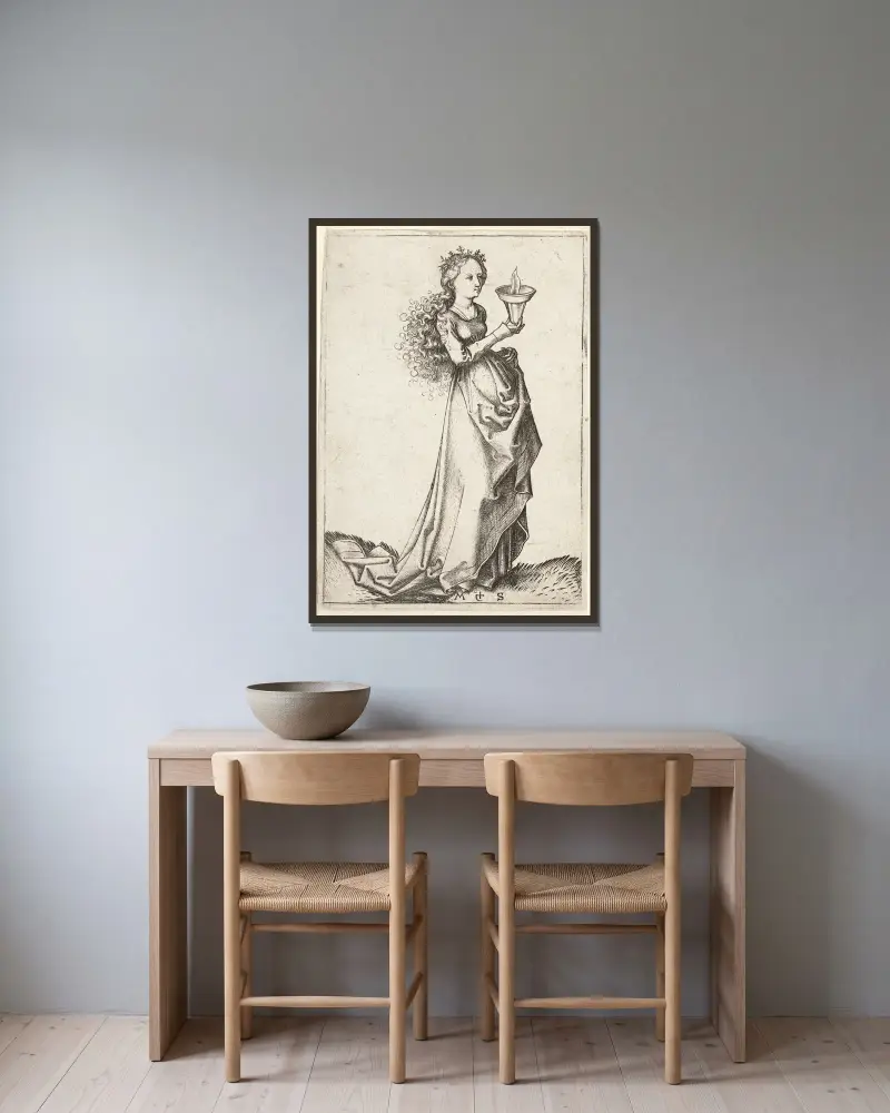 První moudrá panna, Martin Schongauer v rámu na stěně