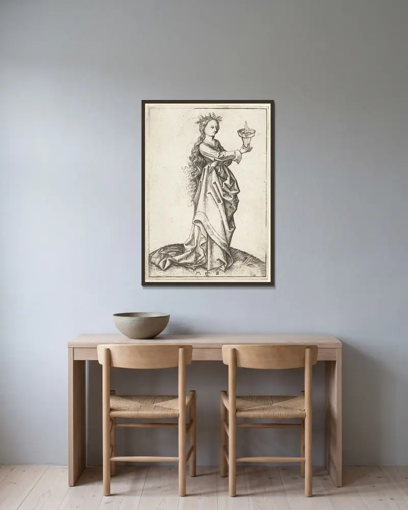 Třetí moudrá panna, Martin Schongauer v rámu na stěně