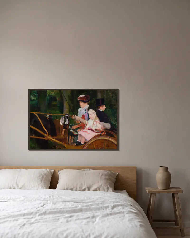 A Woman and a Girl Driving av Mary Cassatt inramad på en vägg