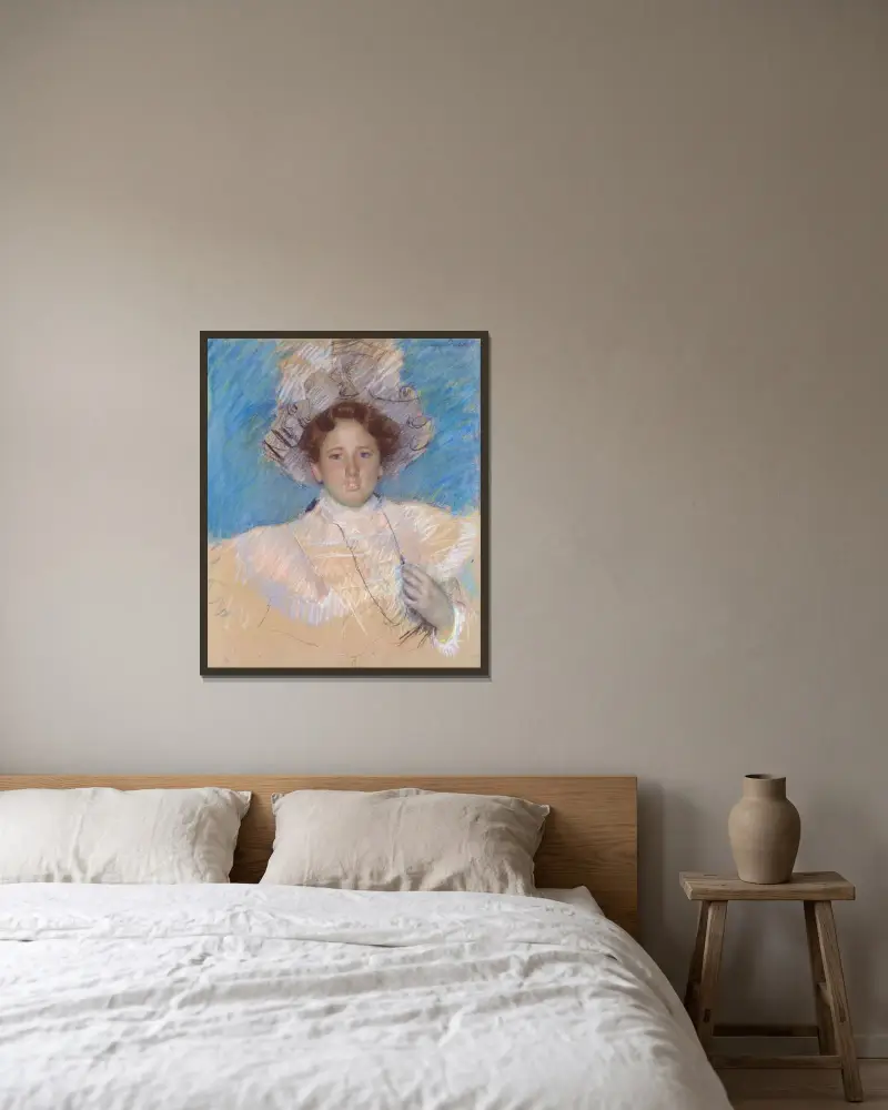 Adaline Havemeyer in a White Hat av Mary Cassatt inramad på en vägg