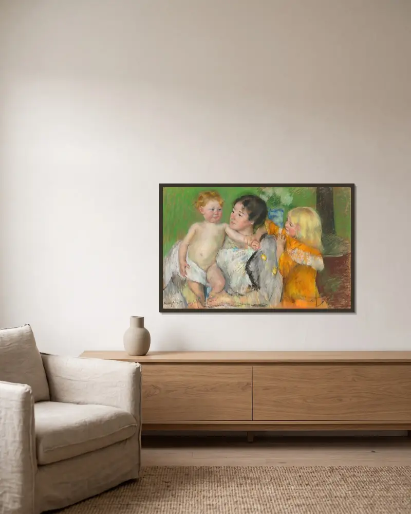 Po koupeli, Mary Cassatt v rámu na stěně