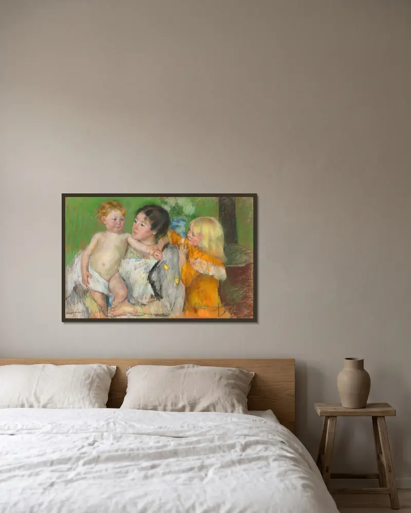 Po koupeli, Mary Cassatt v rámu na stěně