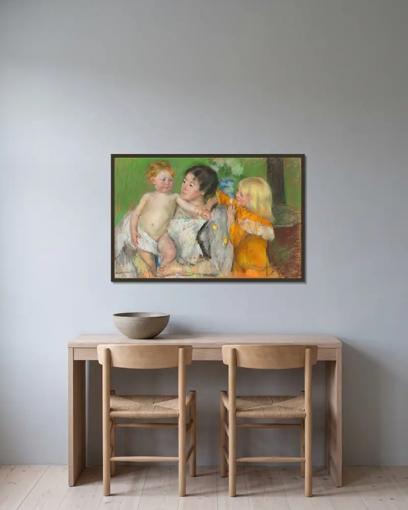 Po koupeli, Mary Cassatt v rámu na stěně