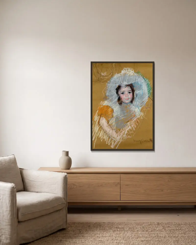 Mädchenbüste von Mary Cassatt gerahmt an einer Wand