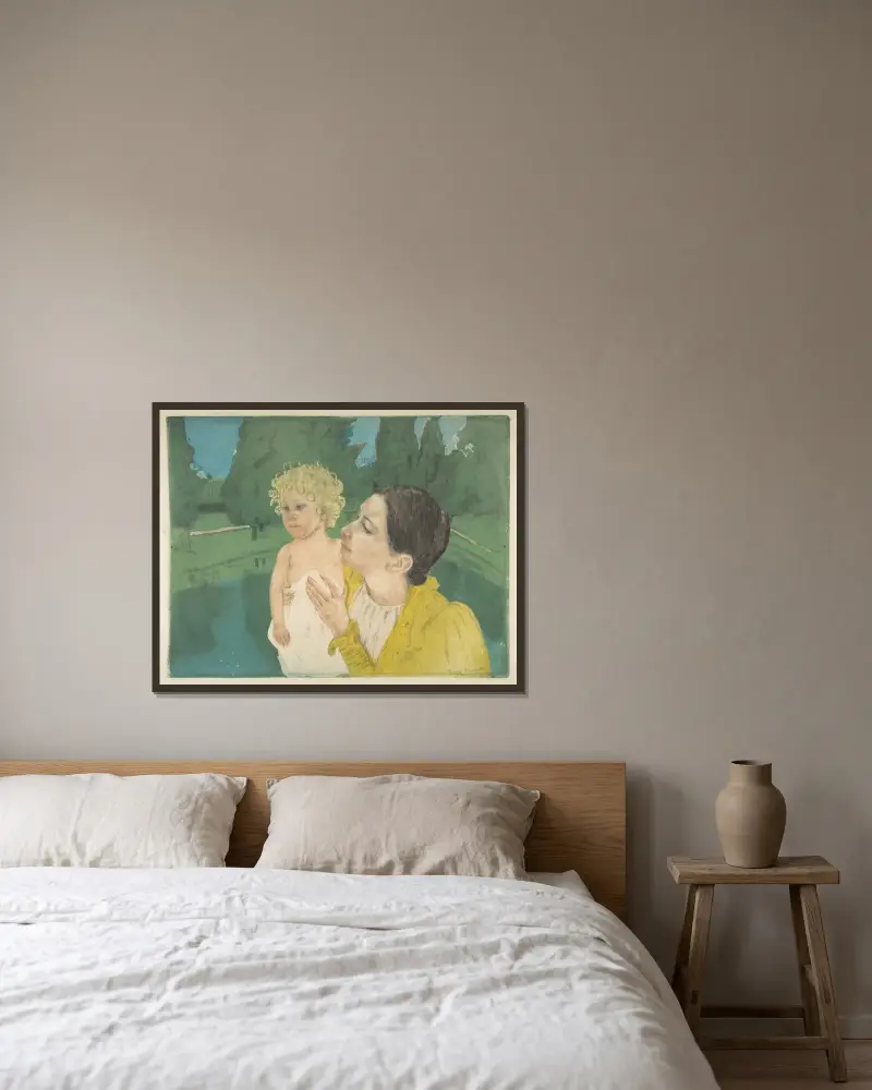 Am Teich von Mary Cassatt gerahmt an einer Wand