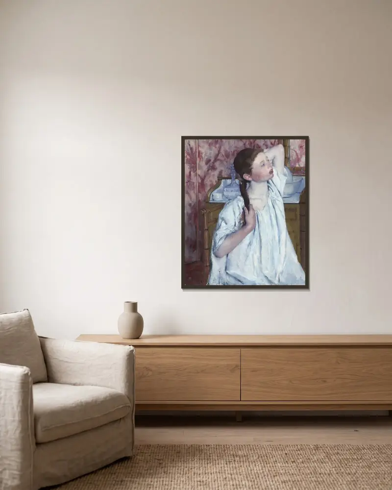 Dziewczyna układająca włosy, Mary Cassatt w ramie na ścianie