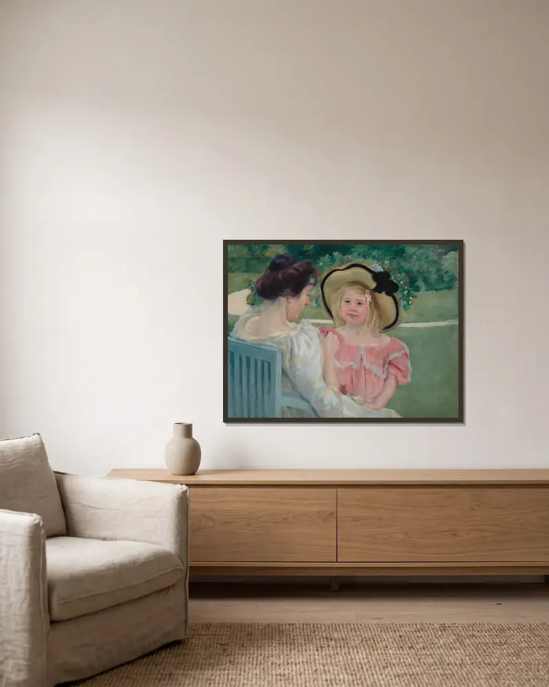 Im Garten von Mary Cassatt gerahmt an einer Wand