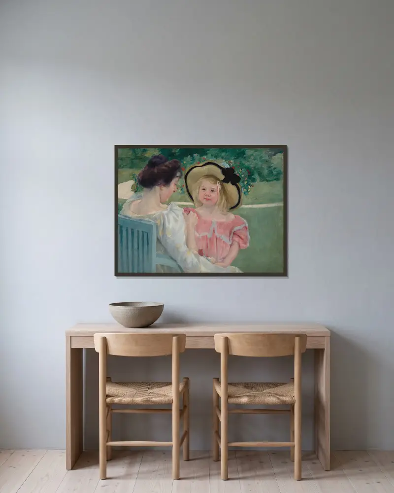 Im Garten von Mary Cassatt gerahmt an einer Wand