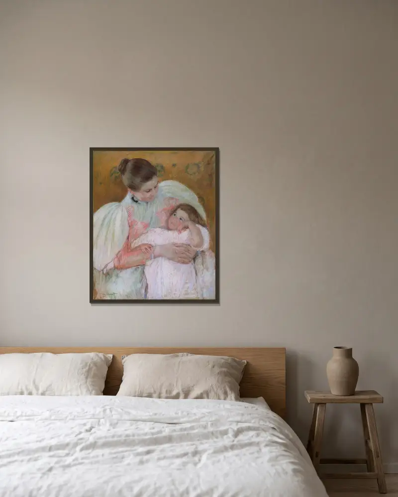 Nurse and Child av Mary Cassatt inramad på en vägg