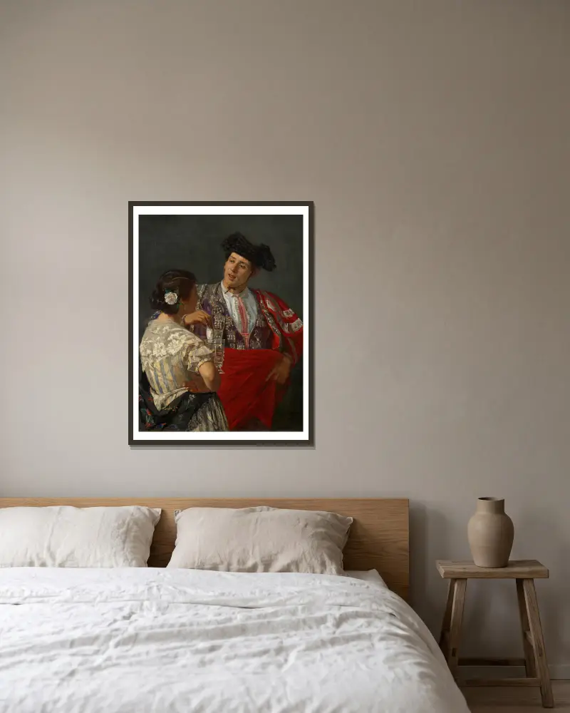 Offering the Panal to the Bullfighter av Mary Cassatt inramad på en vägg