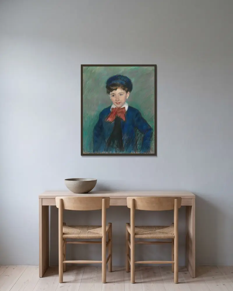 Portrait of Charles Dikran Kelekian, Age Eight av Mary Cassatt inramad på en vägg