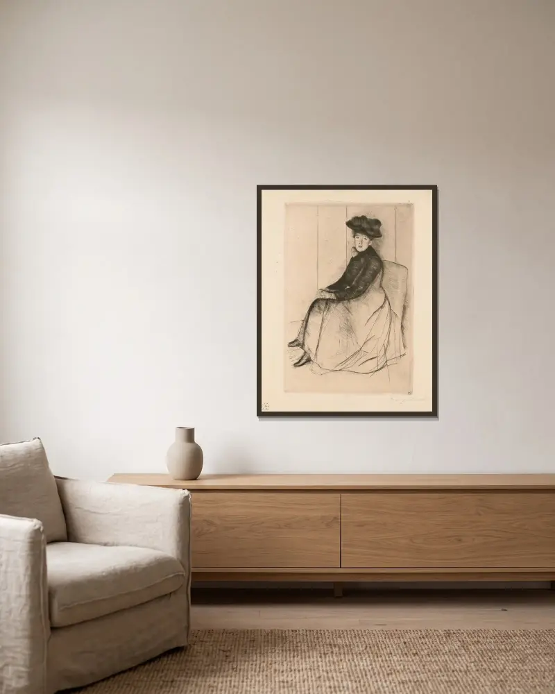 Odraz, Mary Cassatt v rámu na stěně