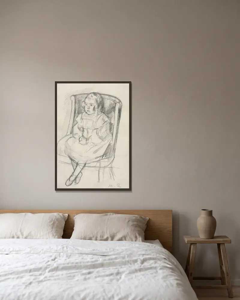 Simone sedící, Mary Cassatt v rámu na stěně
