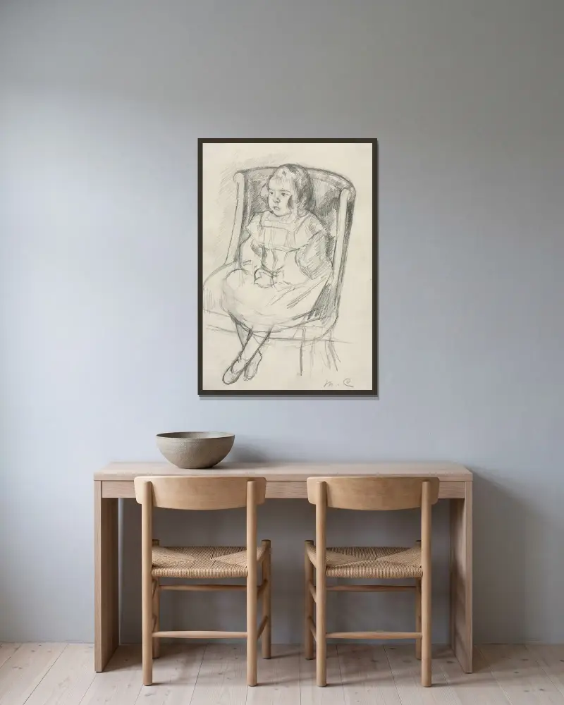 Simone sedící, Mary Cassatt v rámu na stěně