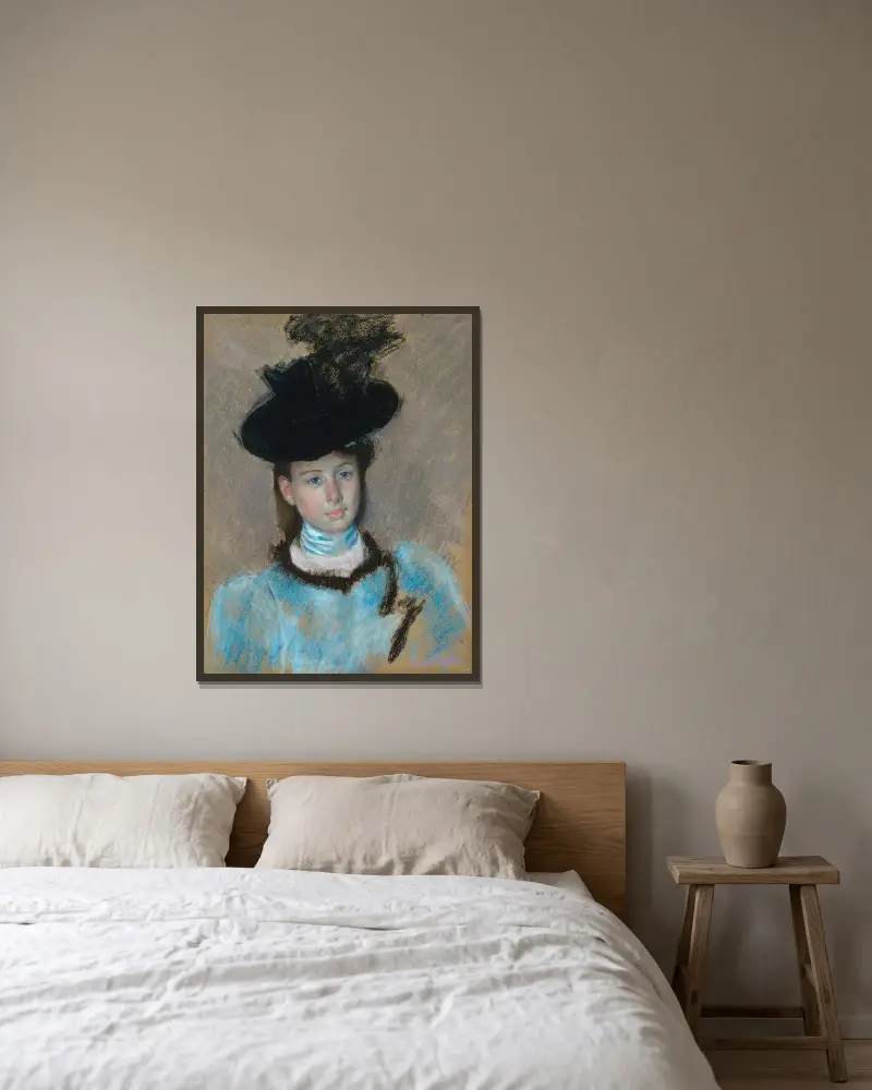 Der schwarze Hut von Mary Cassatt gerahmt an einer Wand