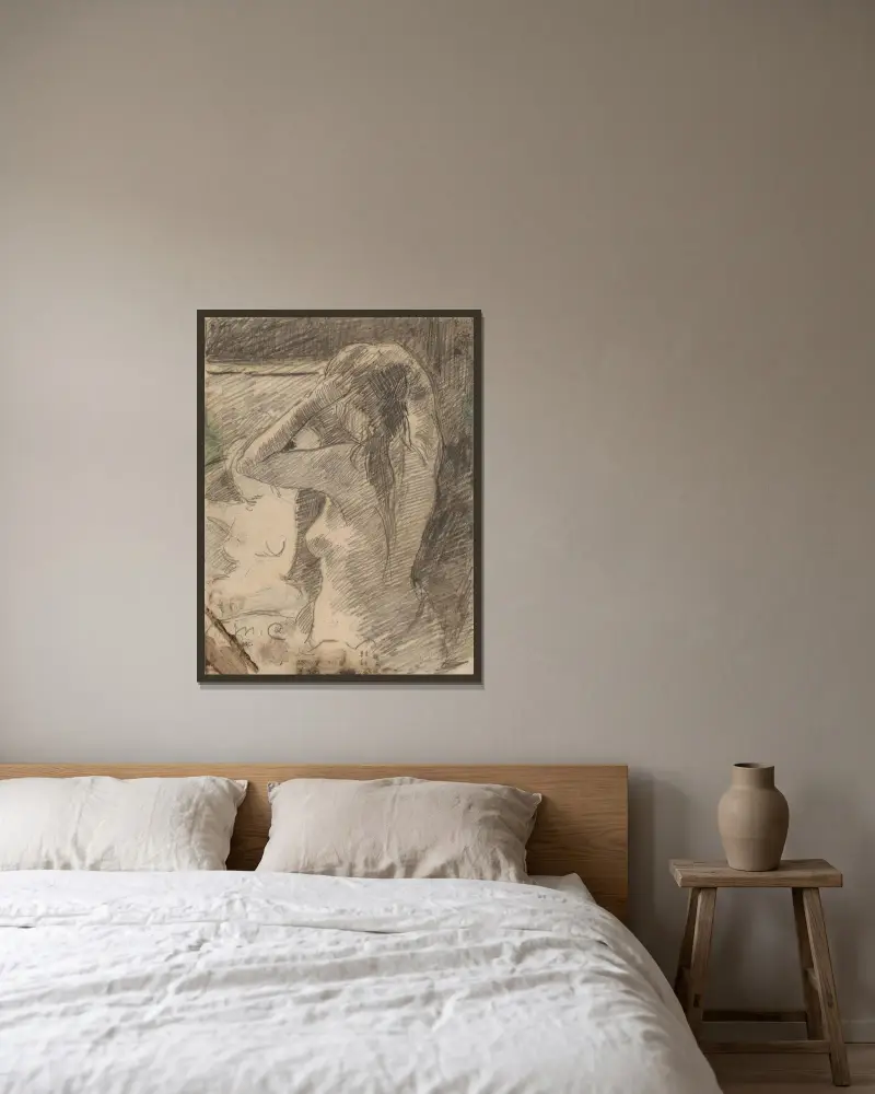 Die Frisur, 1891 – Nr. 1 von Mary Cassatt gerahmt an einer Wand