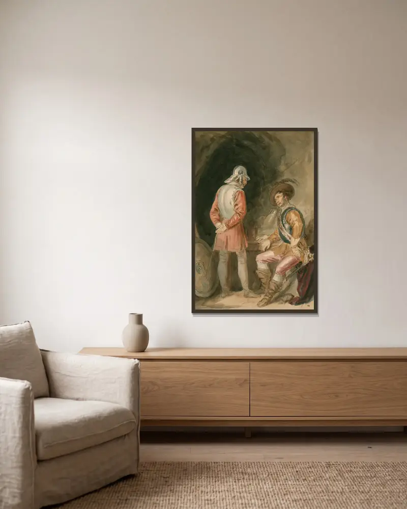 Dva muži, John Massey Wright v rámu na stěně